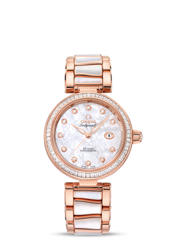 Omega LadyMatic Co-Axial 34 Sedna Gold Baguette / MOP / MOP Bracelet